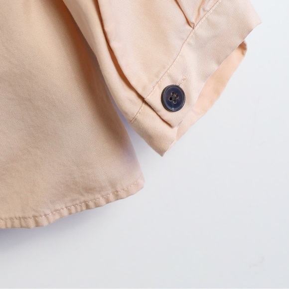Frank & Oak pastel crème beige top M medium satin tencel black round buttons - Picture 8 of 8